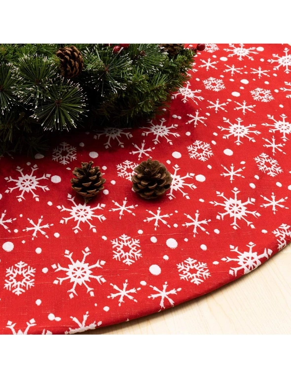 106cm Christmas Red Plush Tree Skirt Mat Snowflakes Home Xmas Carpet Cover Décor, hi-res image number null