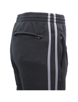 Zmart Men's Fleece Striped Track Pants w Zip Pockets Drawstring Sports Sweat Trousers