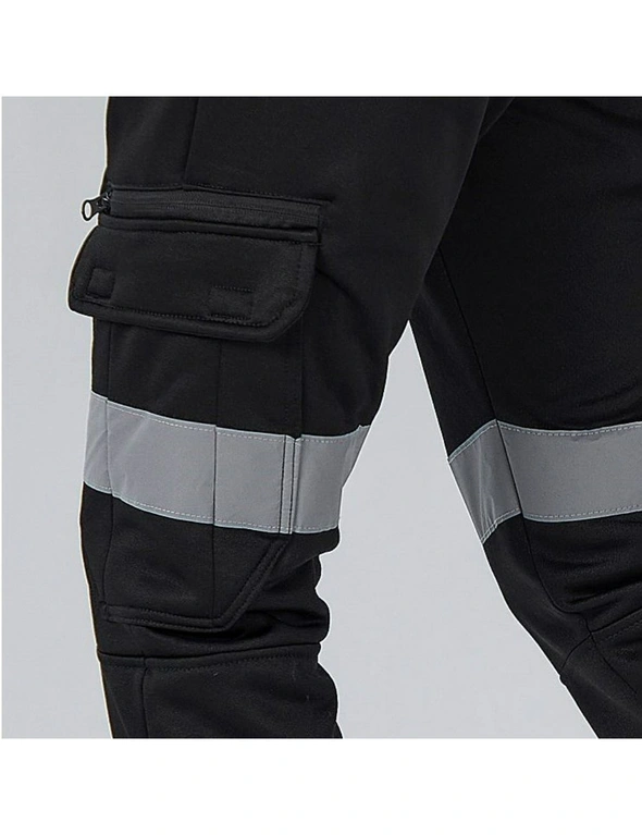 Zmart Mens Hi Vis Fleece Pants Reflective Tapes Cargo Workwear Safety Track Trousers, hi-res image number null
