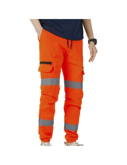 Zmart Mens Hi Vis Fleece Pants Reflective Tapes Cargo Workwear Safety Track Trousers