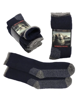 Zmart 6 Pairs Mens Merino Wool Heavy Duty Socks Extra Thick Double Cushion Tradie Warm Thermal