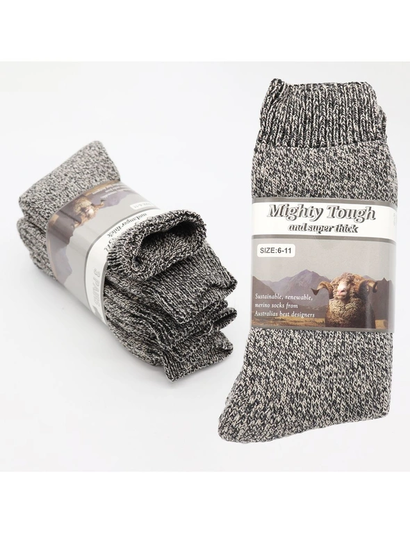 Zmart 6 Pairs Men's Mighty Tough Super Thick Merino Wool Socks Work Heavy Duty Warm Thermal, hi-res image number null