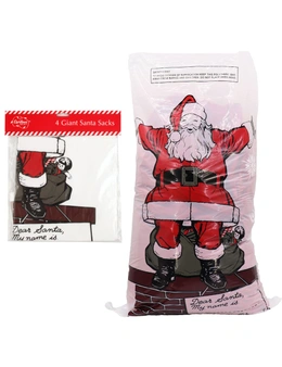 Zmart Christmas Large Canvas Hessian Santa Sack Xmas Stocking Reindeer Kids Gift Bag