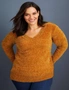 Sara V Neck Chenille Sweater, hi-res