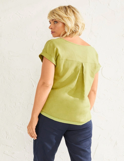 Capture Linen Blend Cuff Sleeve Top, hi-res image number null