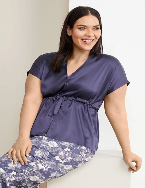 Mia Lucce Hammered Satin PJ Top, hi-res image number null