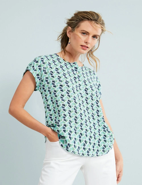Capture Button Up Cap Sleeve Top, hi-res image number null
