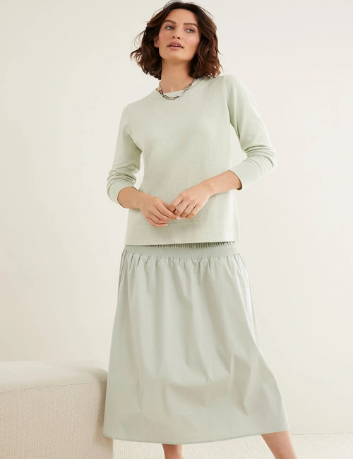 Grace Hill Poplin Shirred Waist Skirt, hi-res image number null