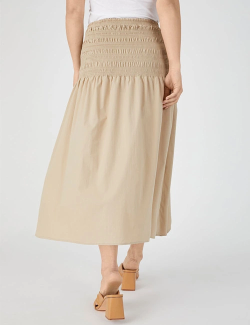 Grace Hill Poplin Shirred Waist Skirt, hi-res image number null