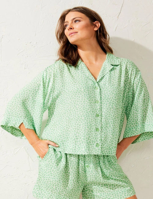 Mia Lucce Lapel Button Up PJ Top, hi-res image number null