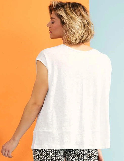 Capture Linen Boxy Panel Tee, hi-res image number null