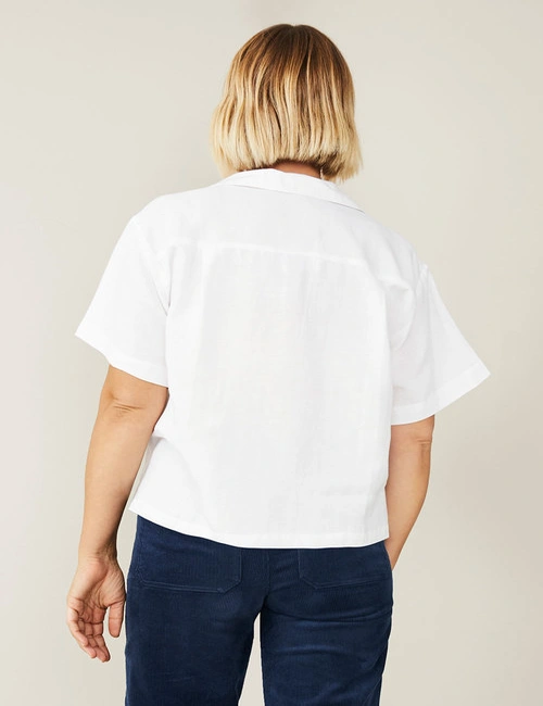 Emerge Linen Blend Crop Shirt, hi-res image number null