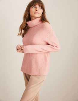 Emerge Pointelle Detail Cowl Sweater