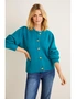 Emerge Ribbed Button Front Cardigan, hi-res