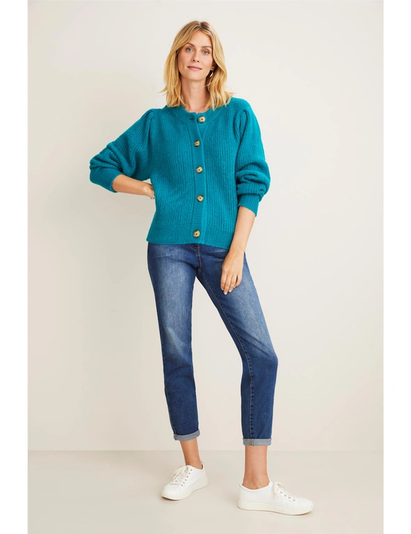 Emerge Ribbed Button Front Cardigan, hi-res image number null