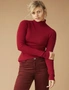 Emerge Ribbed High Neck Sweater, hi-res