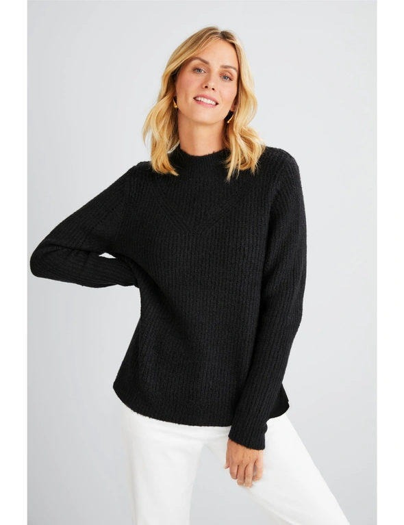Emerge Pointelle Detail Crew Sweater, hi-res image number null