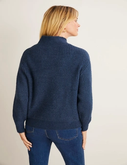 Emerge Pointelle High Neck Chunky Sweater