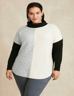 Sara Colourblock Roll Neck Sweater