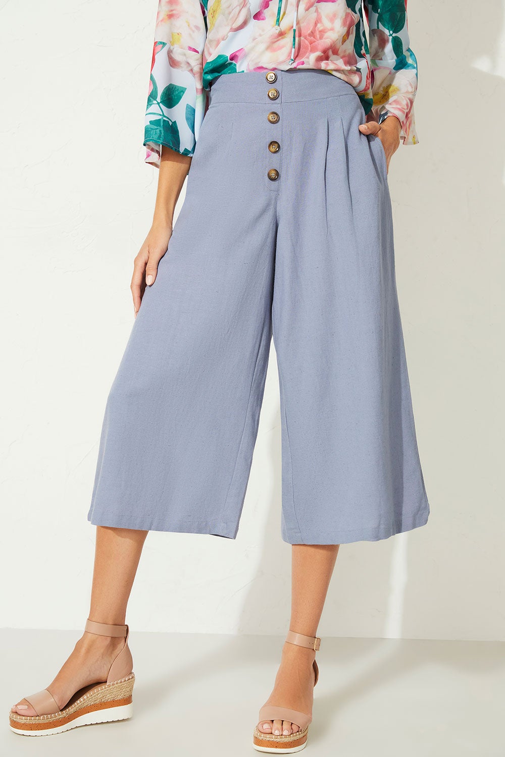 Anthropologie Wide Leg Denim Culottes Cropped Pants Pilcro Chambray Size 26  NEW | eBay