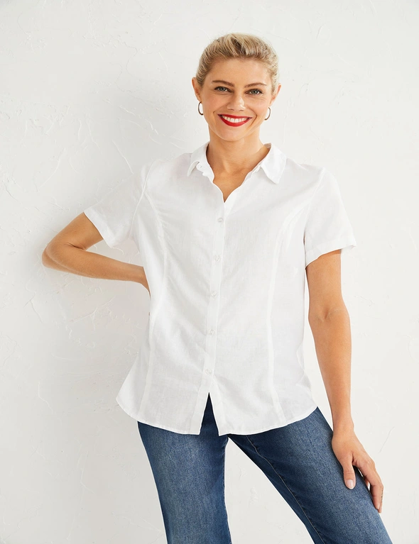 Capture Linen Blend Short Sleeve Shirt, hi-res image number null