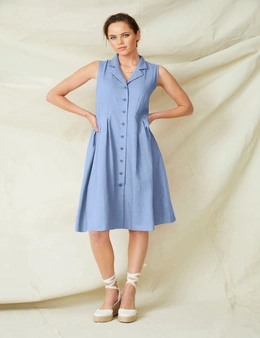 Grace Hill Linen Blend Shirt Dress