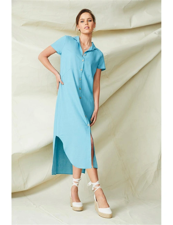 Grace Hill Linen Blend Shirt Dress, hi-res image number null