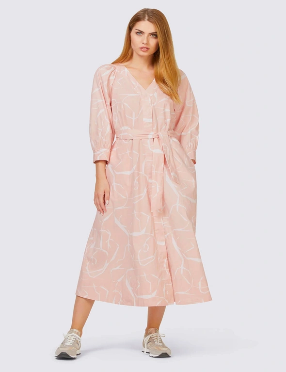 Heine Puff Sleeve Cotton Belted Dress, hi-res image number null