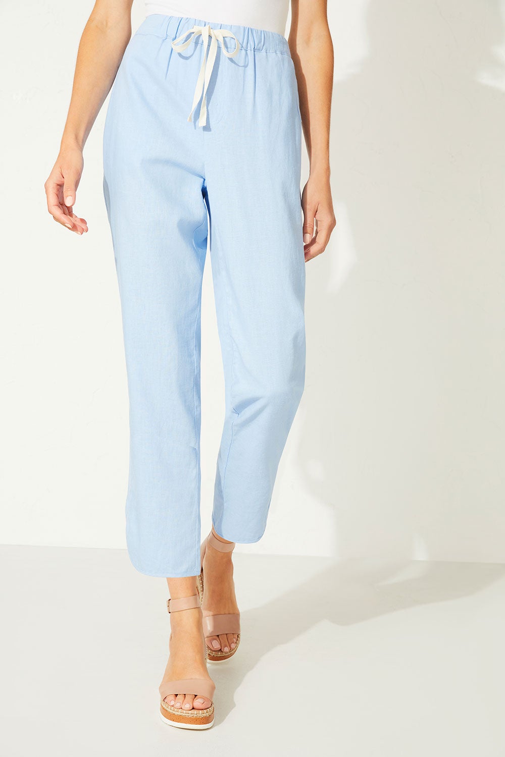 Tie waist hot sale linen trousers