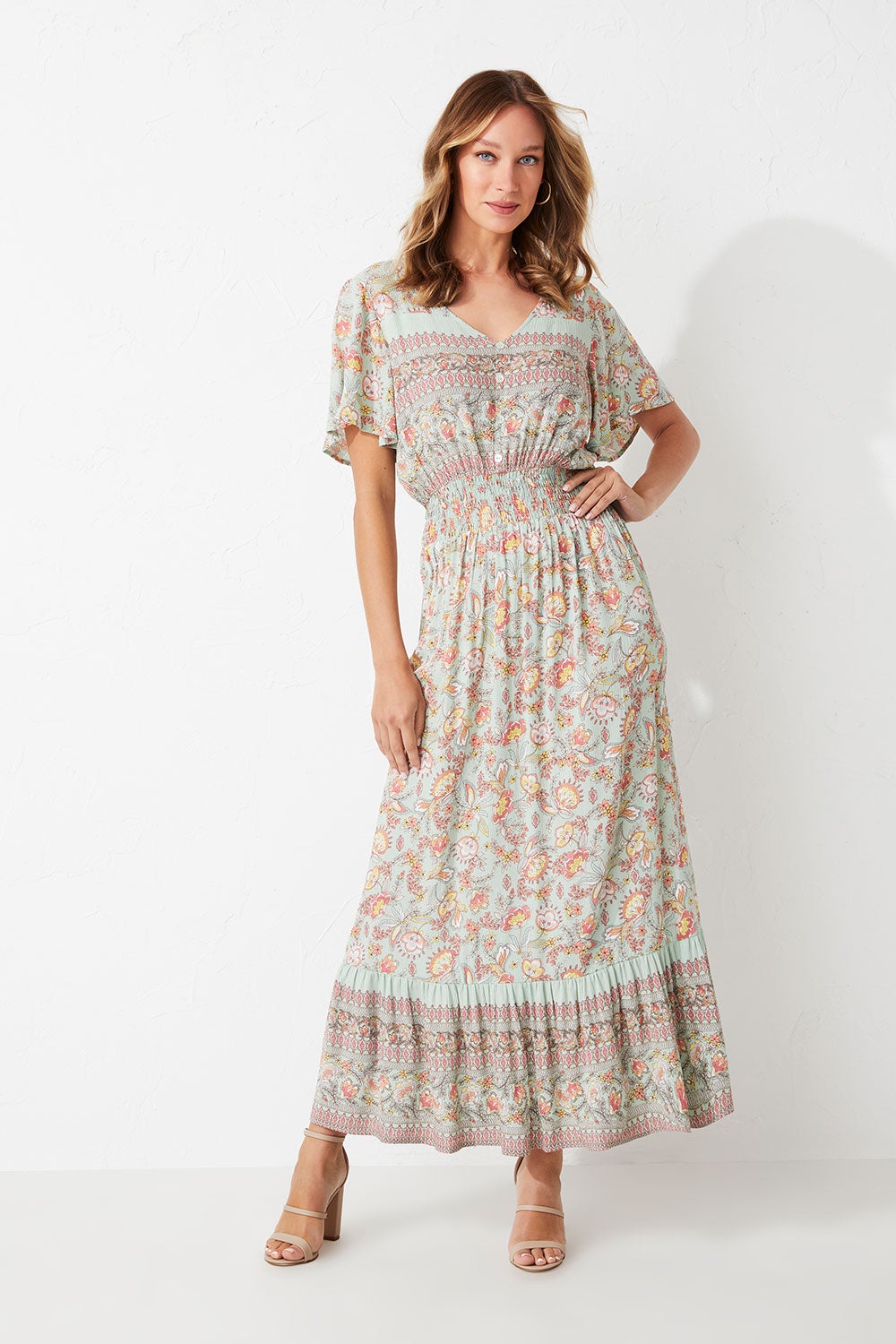 Emerge Flutter Sleeve Maxi Dress | Katies Australia