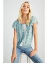 Emerge Short Sleeve Lace Detail Shirred Waist Top, hi-res