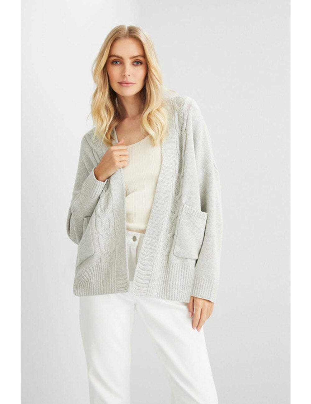 Gray cable sale knit cardigan