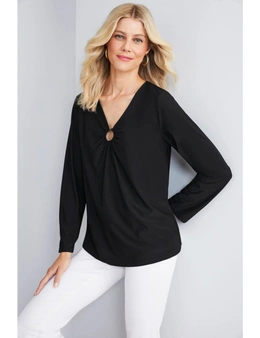 Capture Long Sleeve Top With Neck Detail