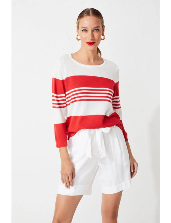 Grace Hill Multi Stripe Knit top, hi-res image number null