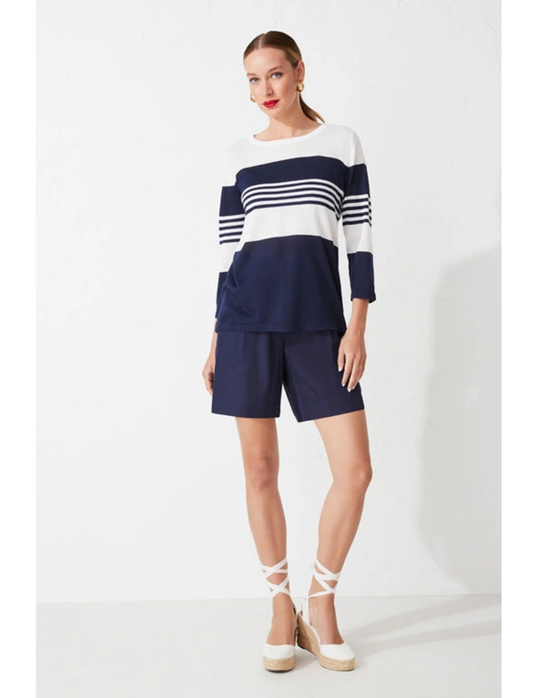 Grace Hill Multi Stripe Knit top, hi-res image number null