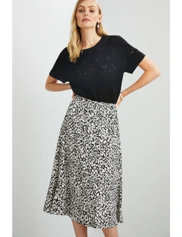 Grace Hill A-Line Leopard Knit Skirt