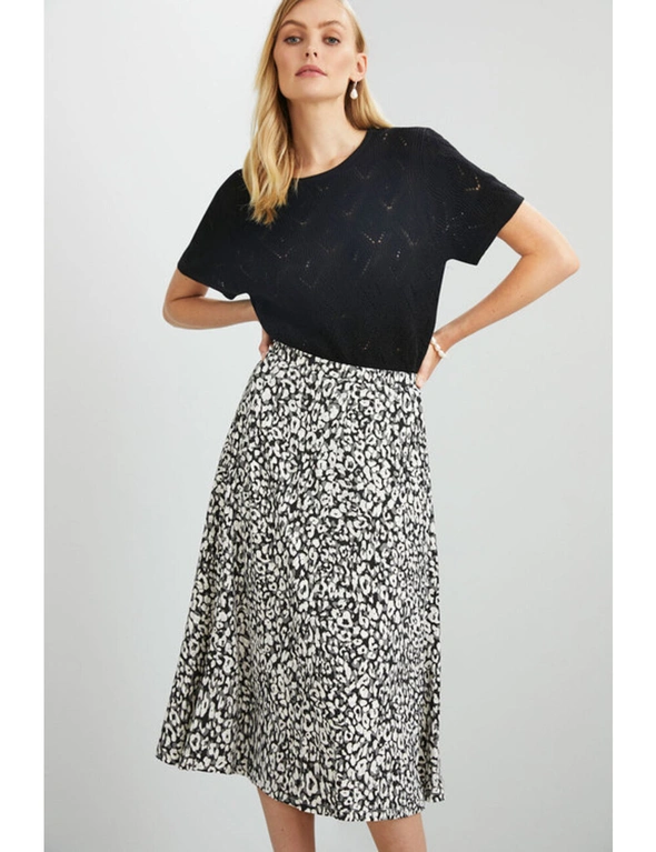 Grace Hill A-Line Leopard Knit Skirt, hi-res image number null
