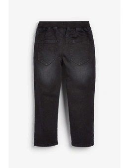 Rib Waist Black Regular Fit Jersey Jeans