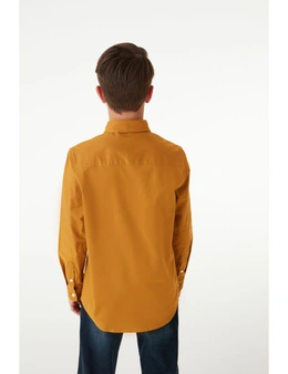 Ochre Yellow Long Sleeve Oxford Shirt