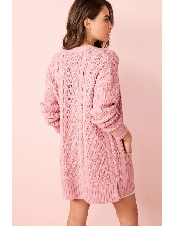 Blush Pink Cable Cardigan, hi-res image number null