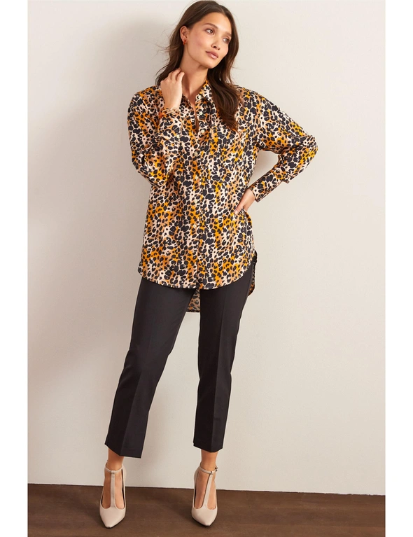 Neutral Animal Patch Print Longline Utility Shirt, hi-res image number null