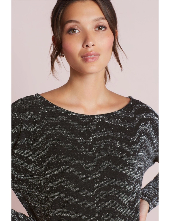 Grey Zebra Jacquard Long Sleeve T-Shirt, hi-res image number null