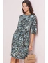 Blue Marble Print Twist Front Mini Dress, hi-res