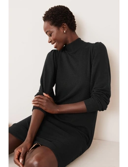 Black Super Soft Lightweight Long Sleeve Jumper Dress