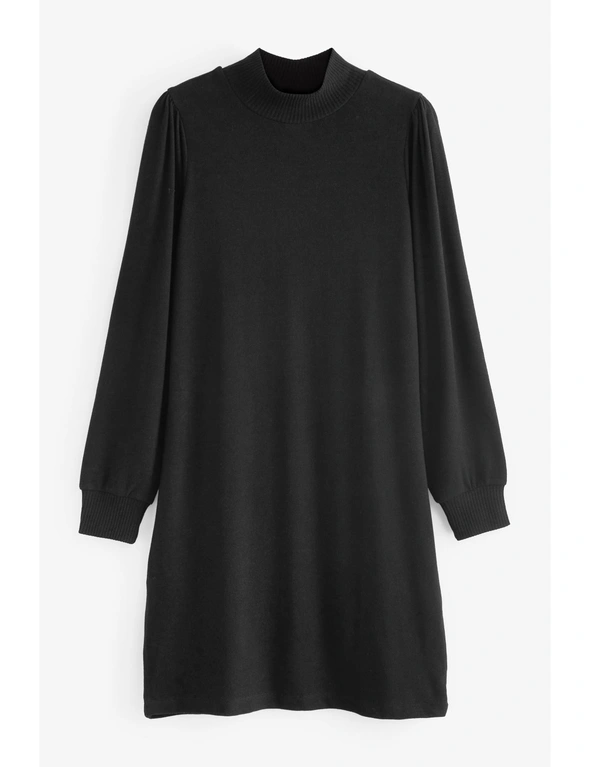 Black Super Soft Lightweight Long Sleeve Jumper Dress, hi-res image number null