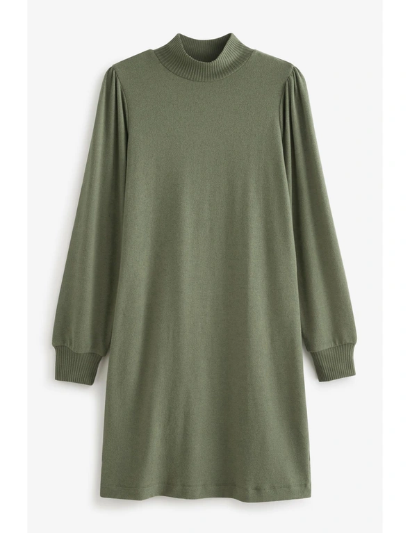 Khaki Green Super Soft Lightweight Long Sleeve Jumper Dress, hi-res image number null