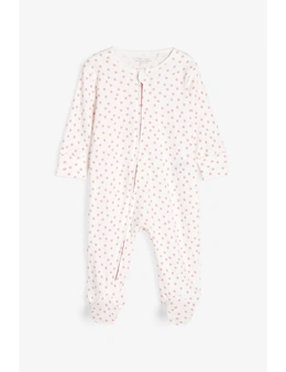Pink Spot & Bunny 2 Pack Zip Baby Sleepsuits