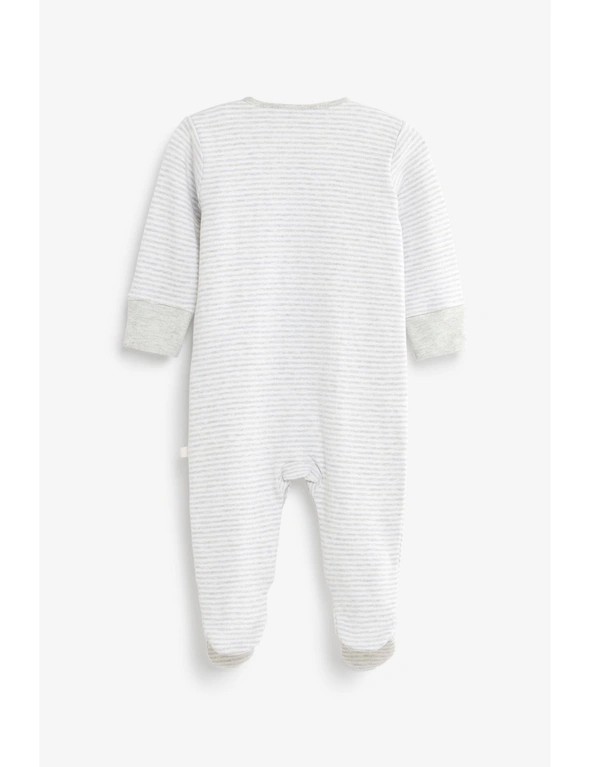 White/Grey Stripe Born In 2022 Single Sleepsuit, hi-res image number null