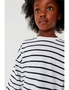 Black/White Stripe Cuffed Cosy Jersey Long Sleeved Top, hi-res