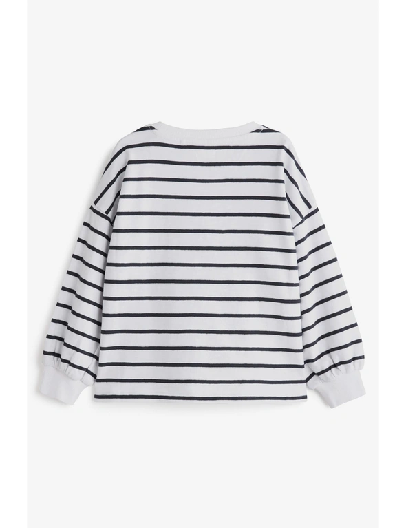 Black/White Stripe Cuffed Cosy Jersey Long Sleeved Top, hi-res image number null